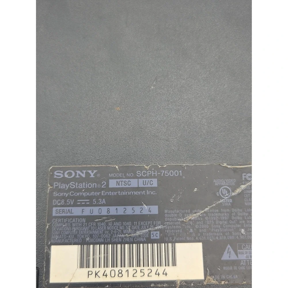 Sony PlayStation 2 PS2 Slim SCPH-75001 Black Console Only For Parts Or Repair